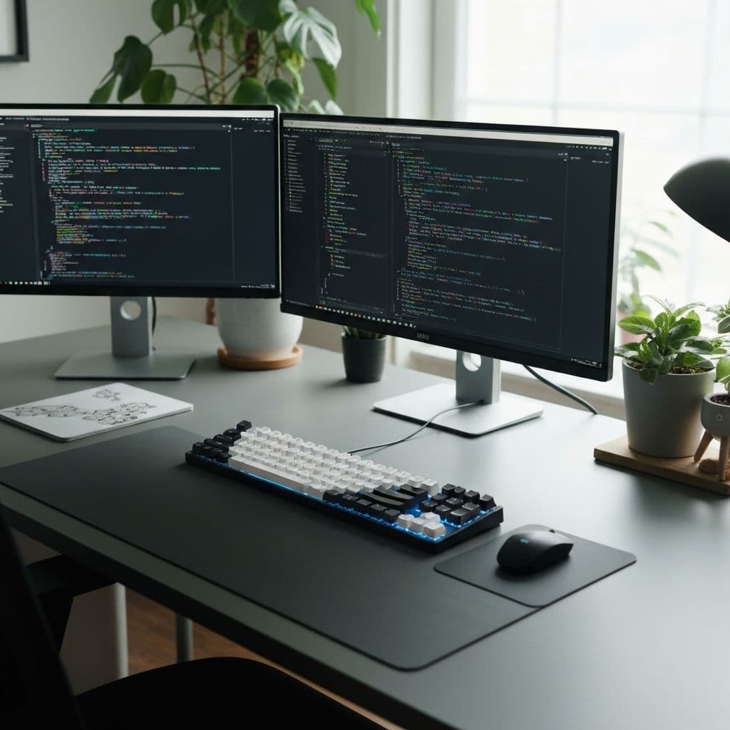 Developer workspace showing code editor and development environment
